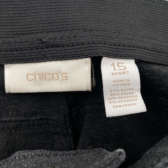 Chicos Pants Womens 1.5 (10 SHORT) Black‎ Skinny Trousers Dress Casual Knit - Picture 8 of 11